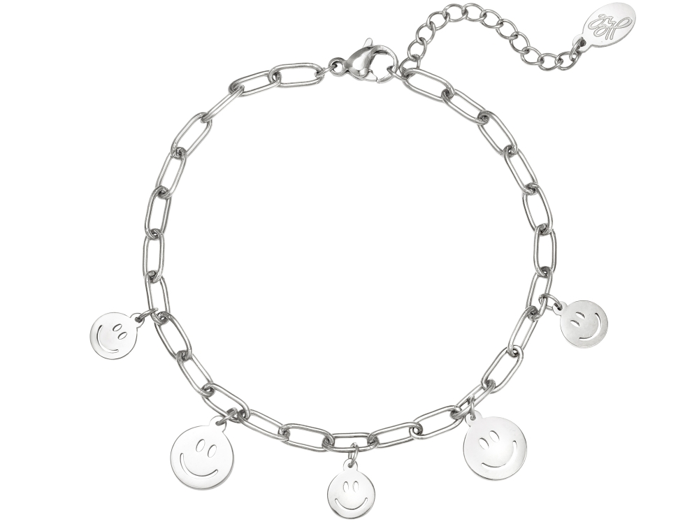 Smiley Fam armband zilver