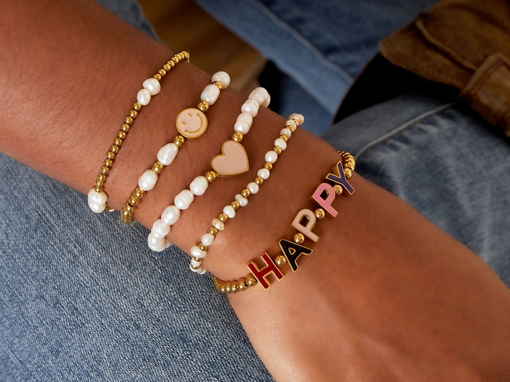 Heart Pearl armband bordeaux