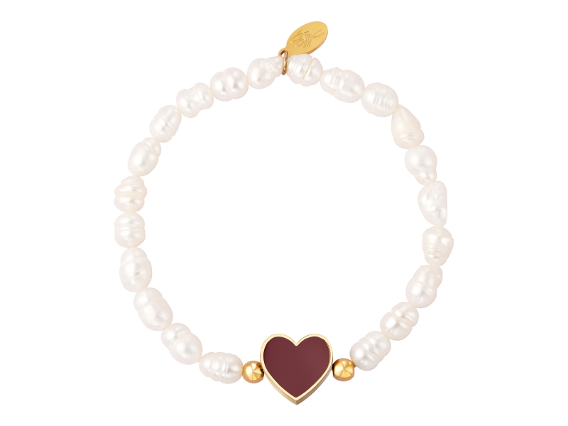 Heart Pearl armband bordeaux