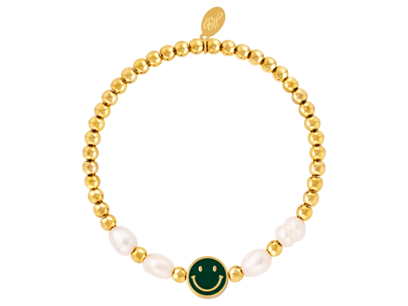 Smiley Parel armband groen