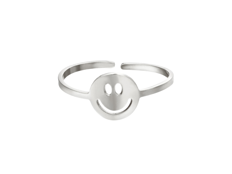 Smiley ring zilver